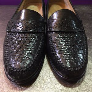 Oleg Cassini Black Woven Leather Loafers Size 9